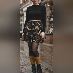 Rogue + Wolf Size Large Moonlit Botanica Skater Skirt Dark Academia Whimsygoth